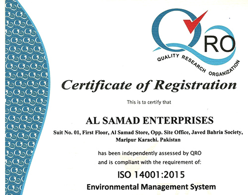 Registration certificate of environmental management system